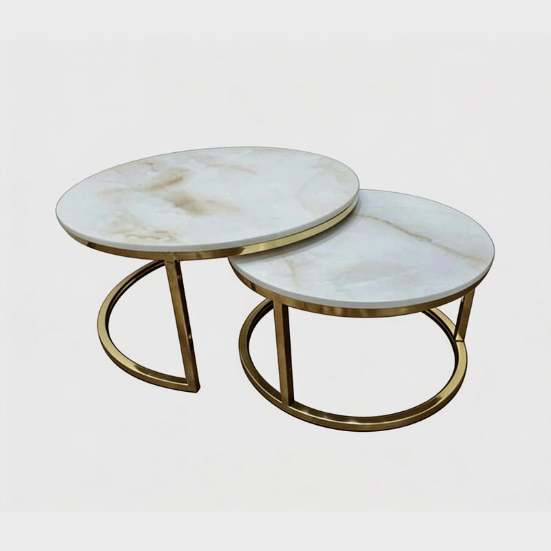Aurelia Gold Marble Top Center Table Set (Set of 2)