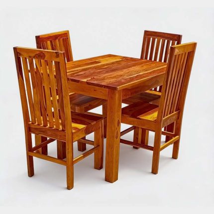 Antique Solid Wood 4 Seater Dining Table Set – Vintage Wooden Dining Set