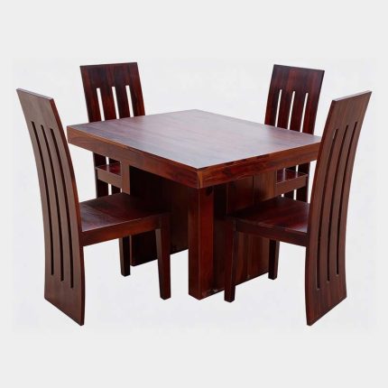Antique Solid Wood 4 Seater Dining Table Set – Vintage Wooden Furniture