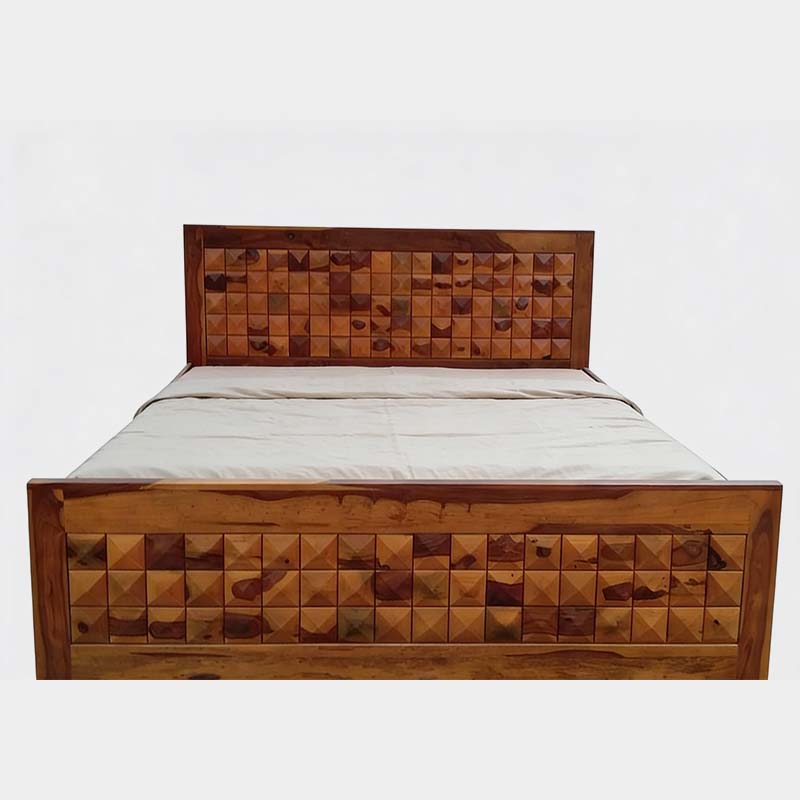 Antique Solid Wood Double Bed – Vintage Wooden Bed in Ahmedabad