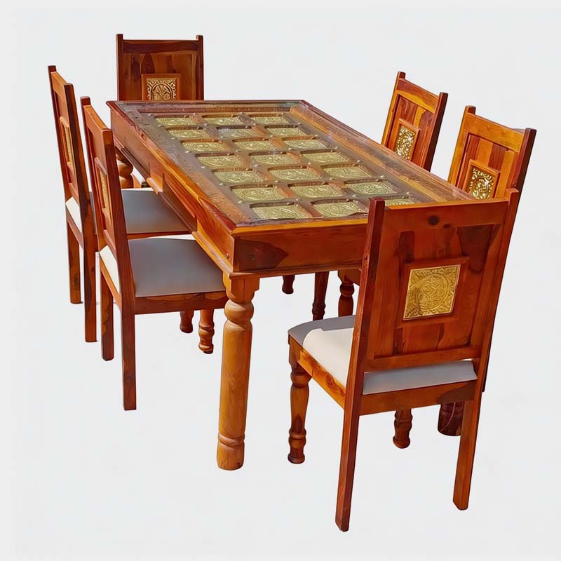 Antique Vintage Wooden Dining Table Set