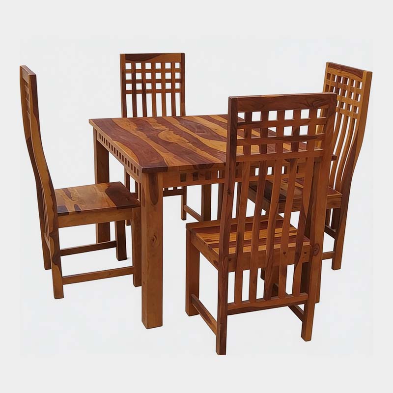 Premium Solid Wood 4-Seater Dining Table Set