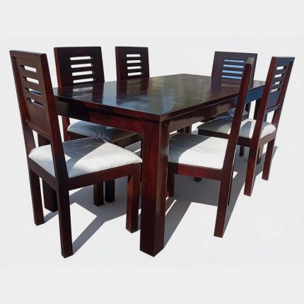 Solid Wood Antique Dining Table Set – 6 Seater